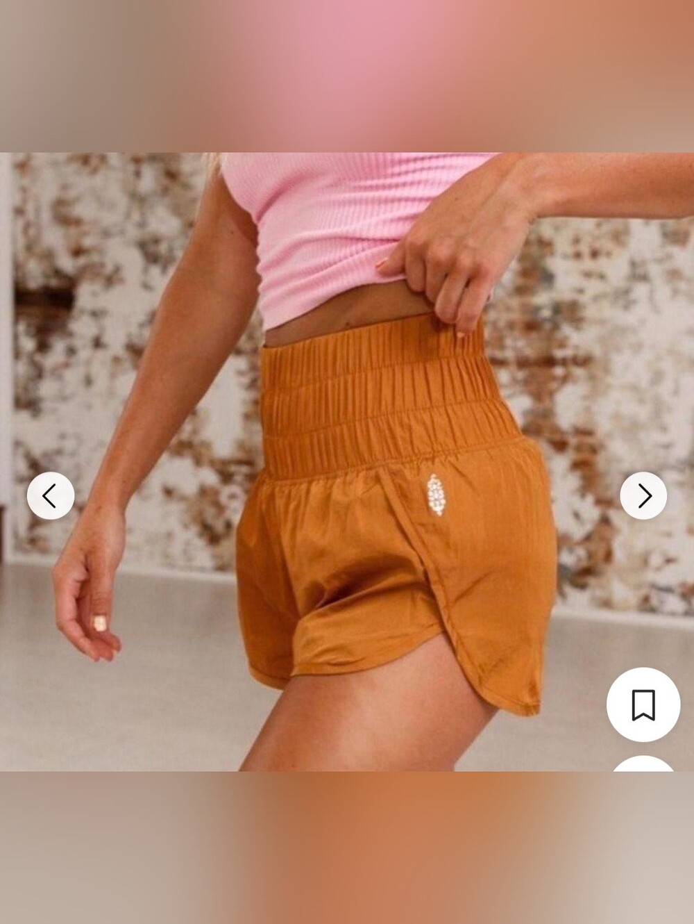 FP Movement The Way Home Shorts Honey Mallow Gold Bronze  2" Size L